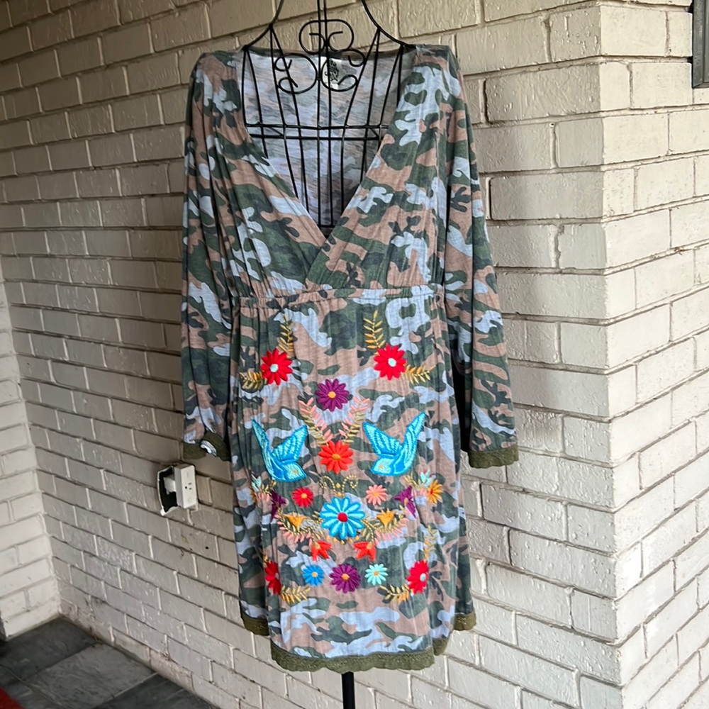 Embroidered Camo Tunic top